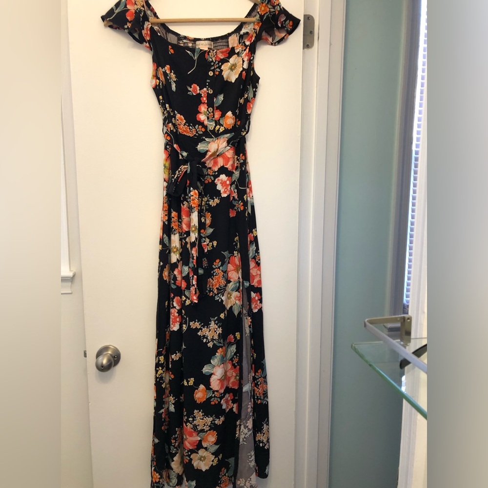 Black Floral Band of Gypsies Maxi Dress